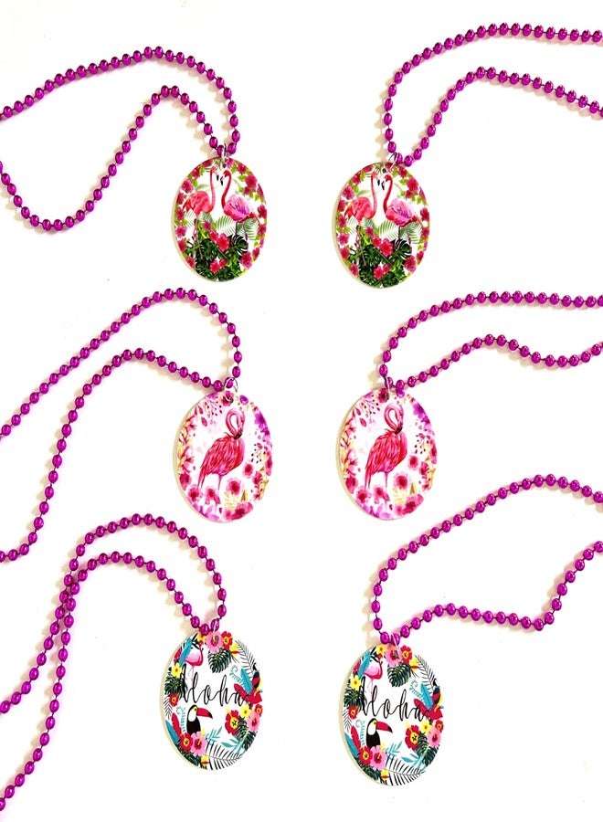 GZYSSL 12 Pcs Flamingo Bead Necklaces Party Supplies Hawaiian Flamingo Birthday Bachelorette Wedding Party Beads Decorations - Image 2